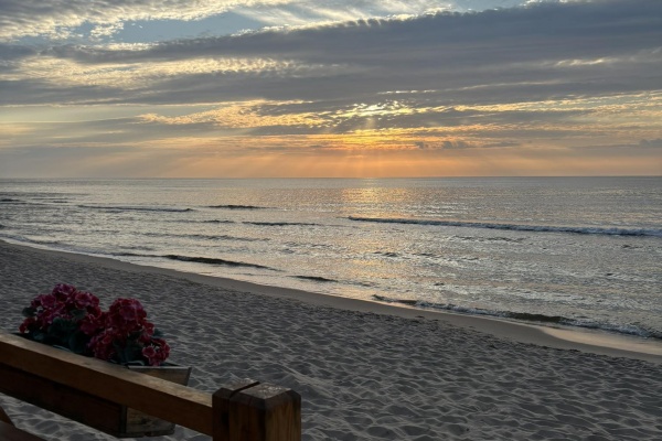 WIdok na plażę w Pustkowie z Pasadera Beach Bar